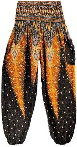 High Waist Yoga Pants,Yoga Massage Wrap Trousers Fisherman Pants Unique for Women & Men, Northern Thai Style