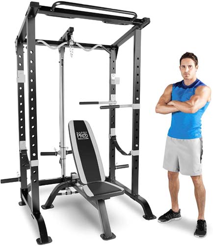 Marcy Pro Full Cage and Weight Bench Personal Home Gym Total Body Workout System